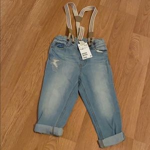 H&M jeans with suspenders- new with tags 12-18M